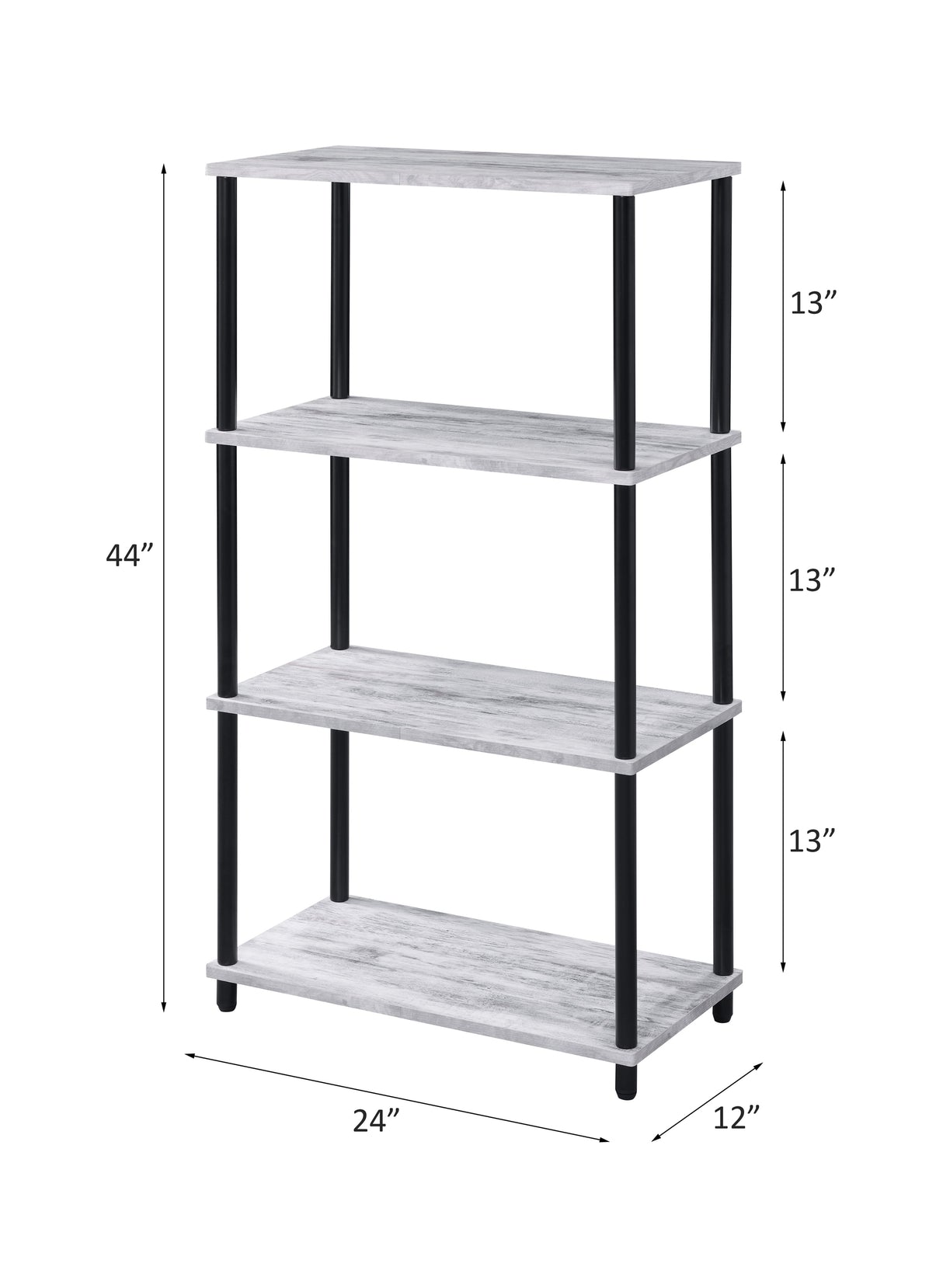 Nypho Antique White & Black Finish Bookshelf