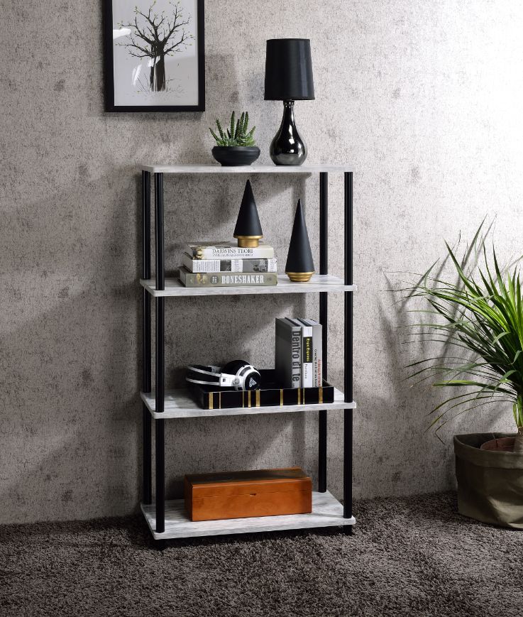 Nypho Antique White & Black Finish Bookshelf