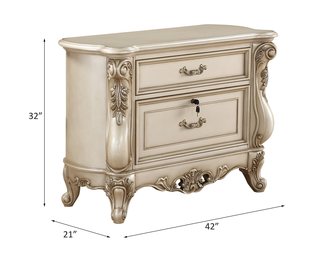 Gorsedd Golden Ivory Finish File Cabinet