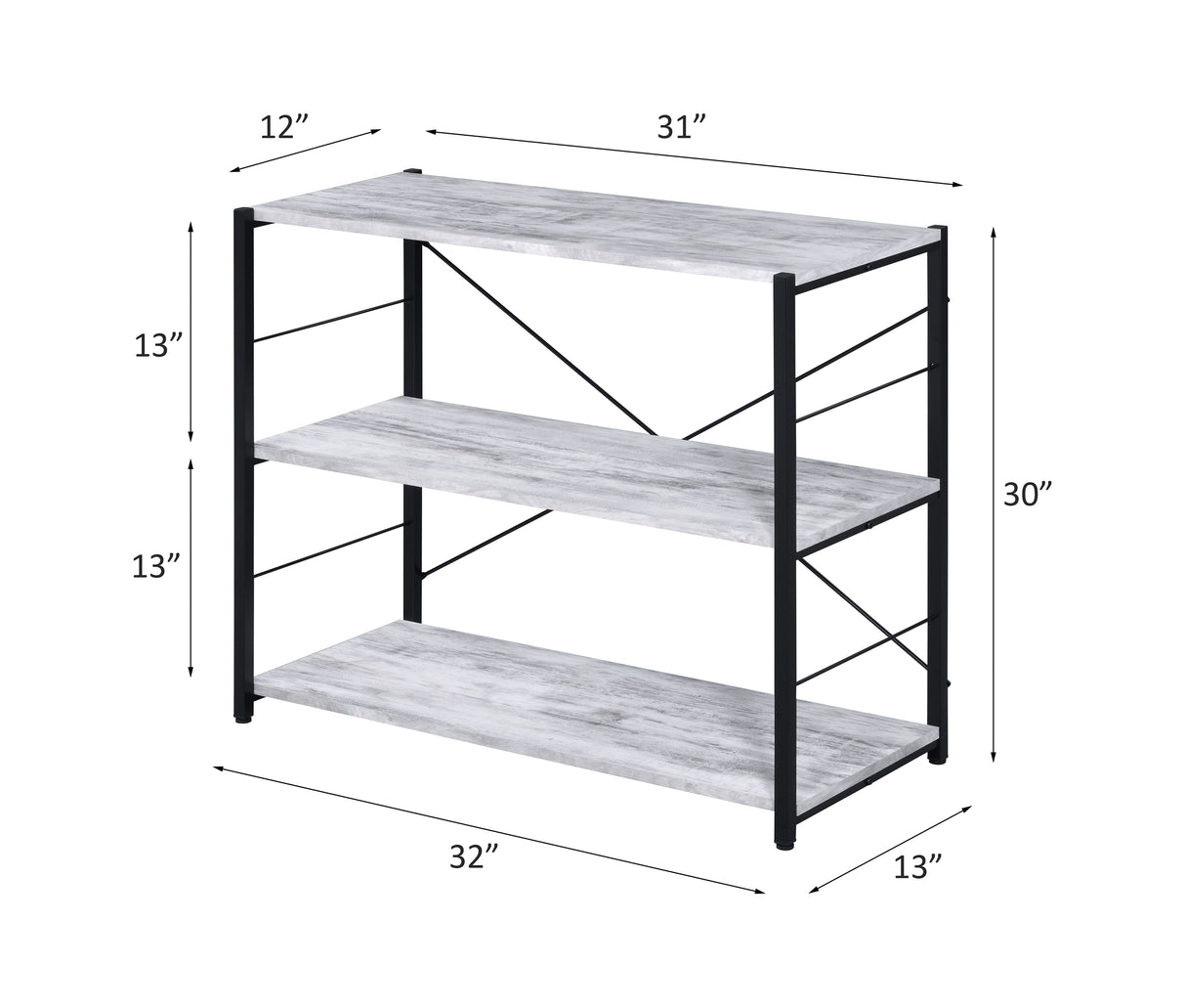 Tesadea Antique White & Black Finish Bookshelf