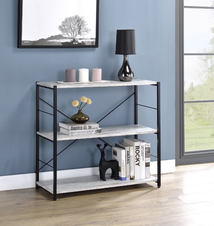 Tesadea Antique White & Black Finish Bookshelf