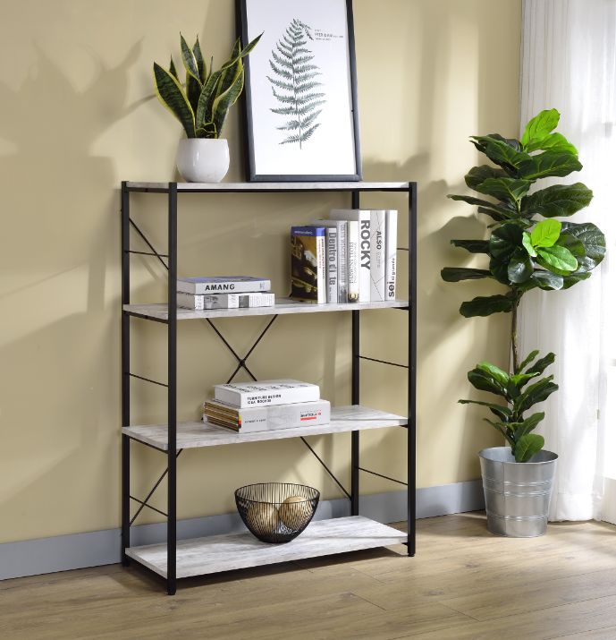 Tesadea Antique White & Black Finish Bookshelf