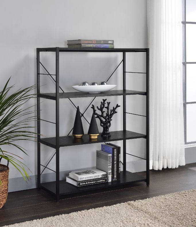 Tesadea Black Finish Bookshelf