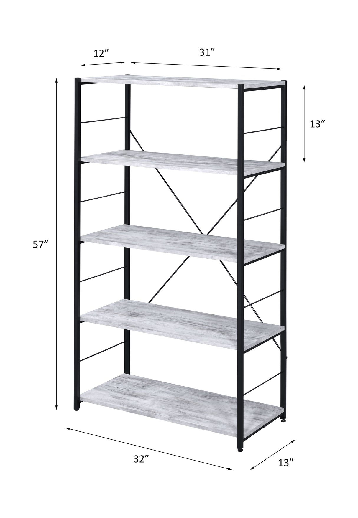 Tesadea Antique White & Black Finish Bookshelf