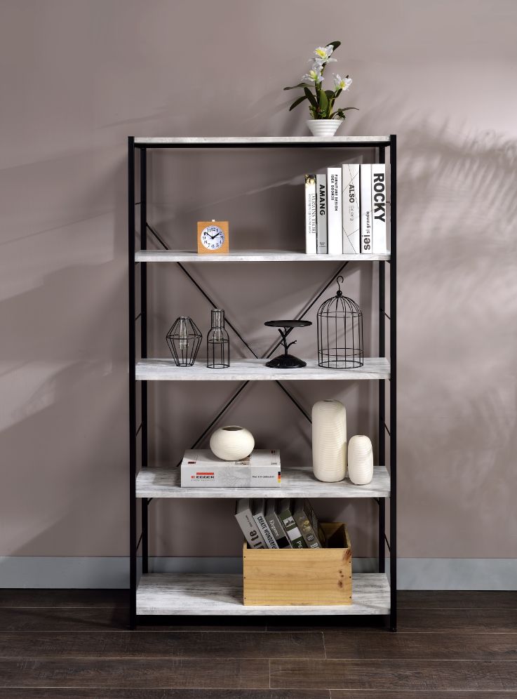 Tesadea Antique White & Black Finish Bookshelf