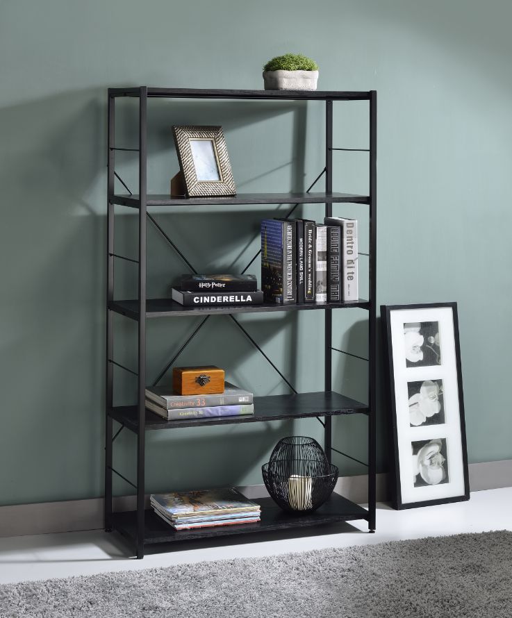 Tesadea Black Finish Bookshelf