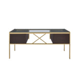 Yumia Clear Glass Top & Gold Finish Desk