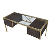 Yumia Clear Glass Top & Gold Finish Desk