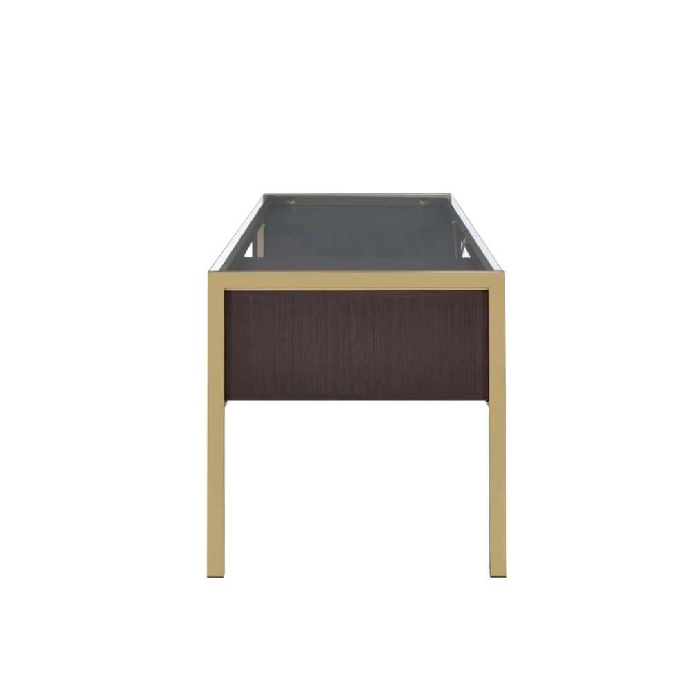 Yumia Clear Glass Top & Gold Finish Desk