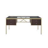 Yumia Clear Glass Top & Gold Finish Desk