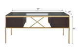 Yumia Clear Glass Top & Gold Finish Desk