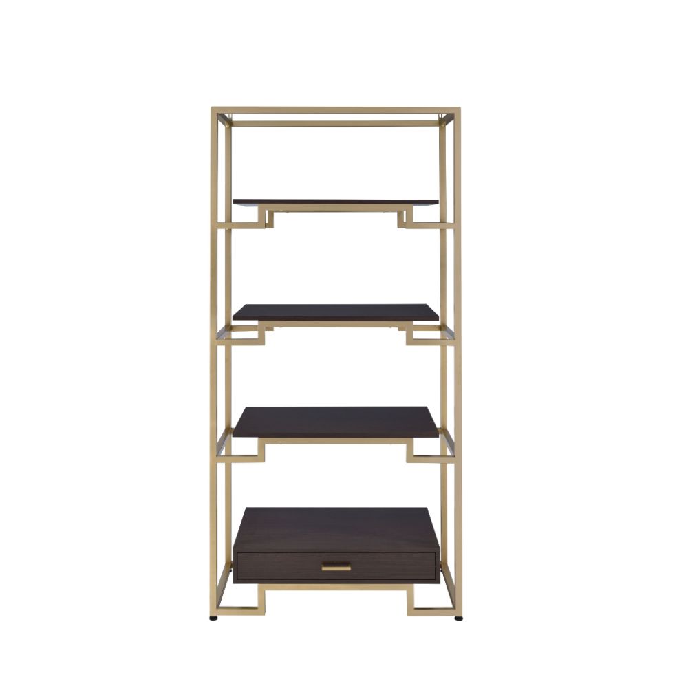 Yumia Clear Glass & Gold Finish Bookshelf