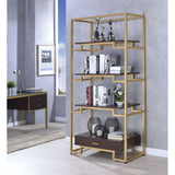 Yumia Clear Glass & Gold Finish Bookshelf