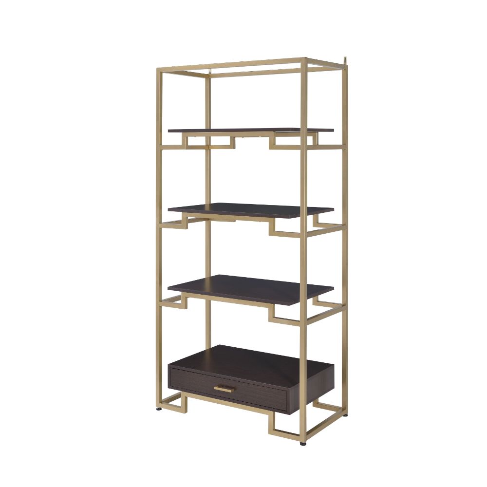 Yumia Clear Glass & Gold Finish Bookshelf