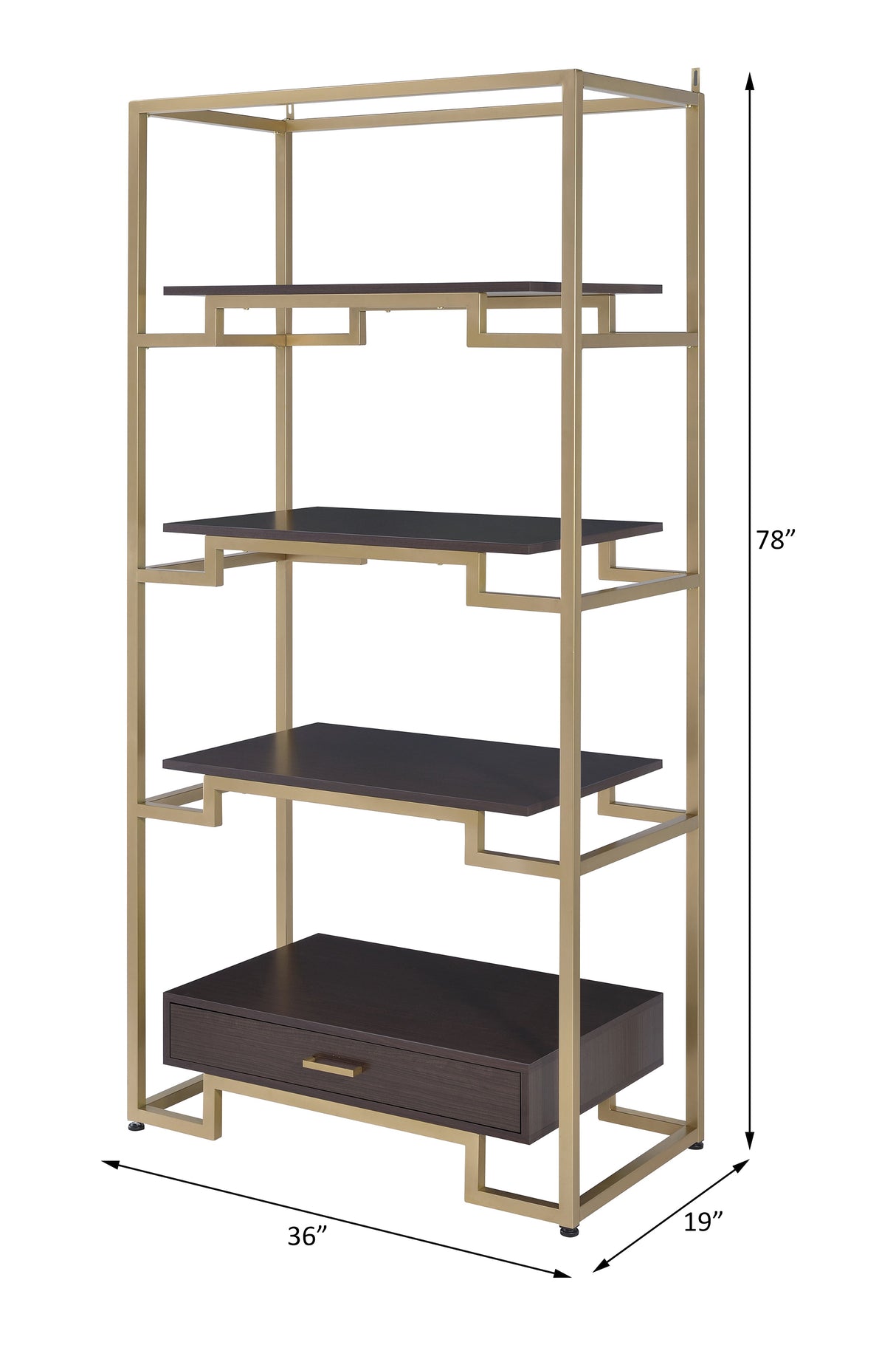 Yumia Clear Glass & Gold Finish Bookshelf