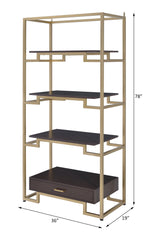 Yumia Clear Glass & Gold Finish Bookshelf