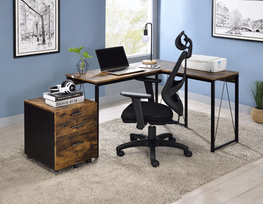 Zetri Weathered Oak & Black Finish Writing Desk