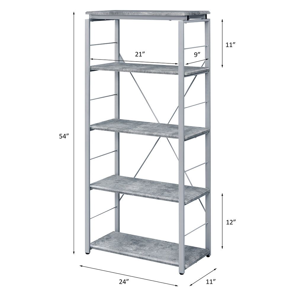 Jurgen Faux Concrete & Silver Finish Bookshelf