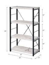 Jurgen Antique White & Black Finish Bookshelf