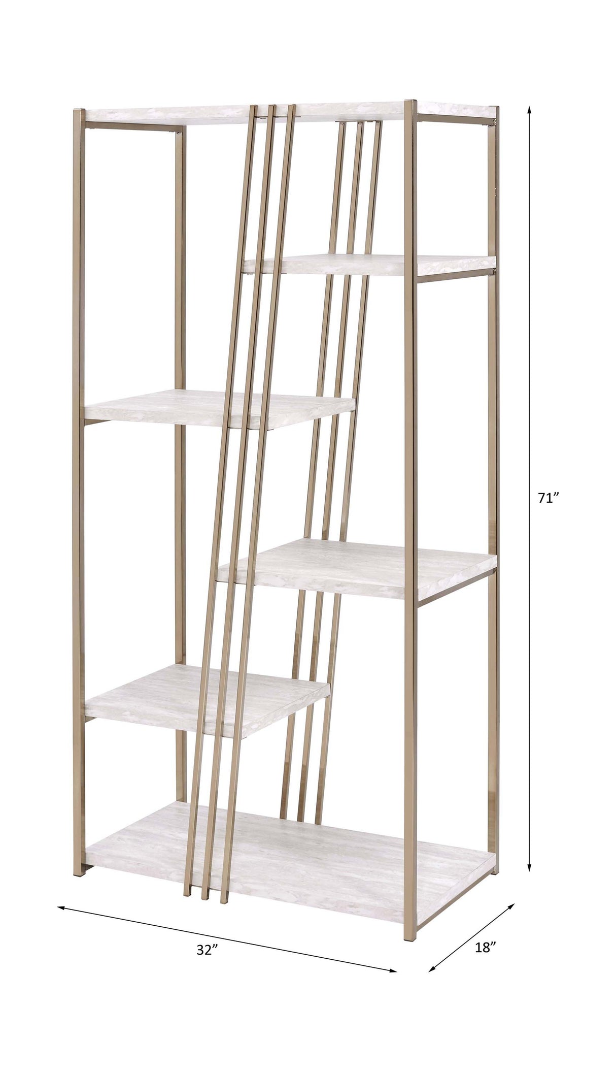 Tanan White & Champagne Finish Bookshelf