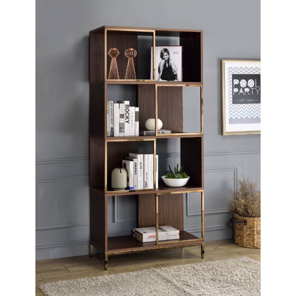 Diwan Walnut & Champagne Finish Bookshelf