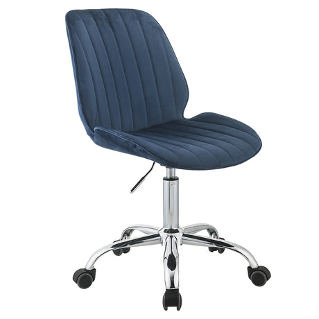 Muata Twilight Blue Velvet & Chrome Finish Office Chair