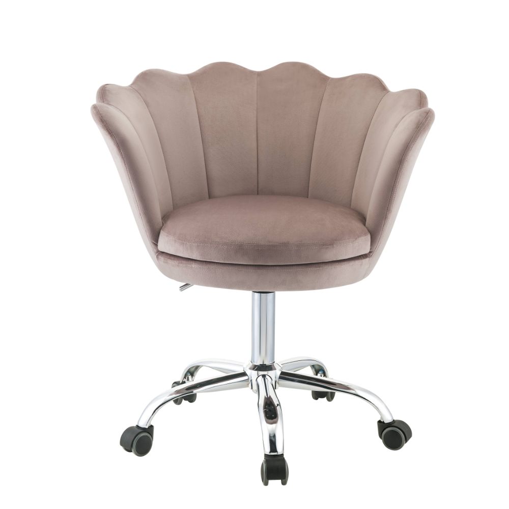 Micco Rose Quartz Velvet & Chrome Finish Office Chair