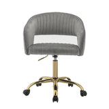 Hopi Gray Velvet & Gold Finish Office Chair