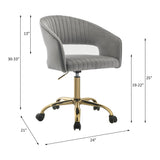 Hopi Gray Velvet & Gold Finish Office Chair