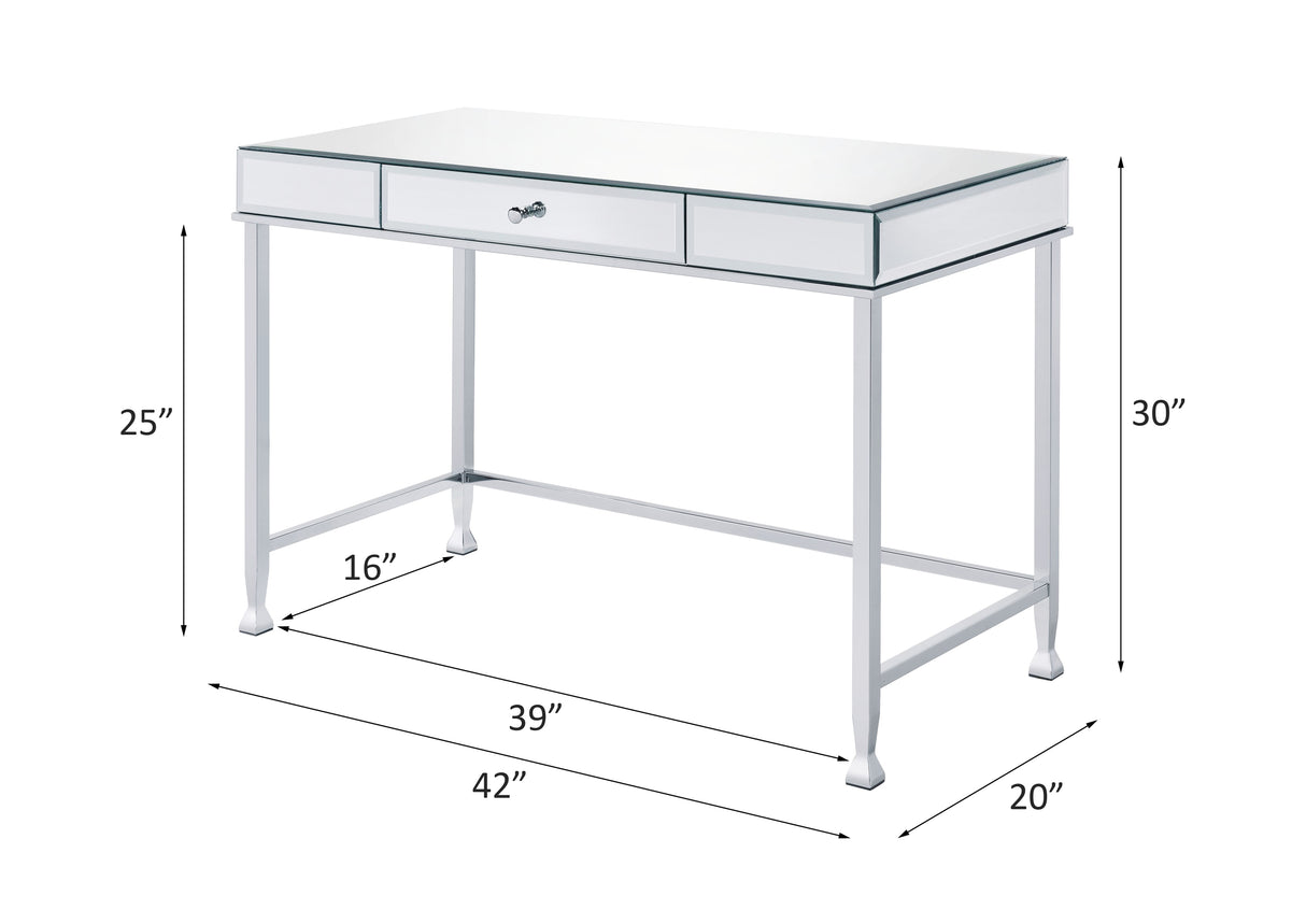 Canine Mirrored And Chrome Finish Writing Desk