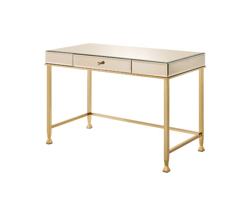 Canine Smoky Mirrored And Champagne Finish Writing Desk