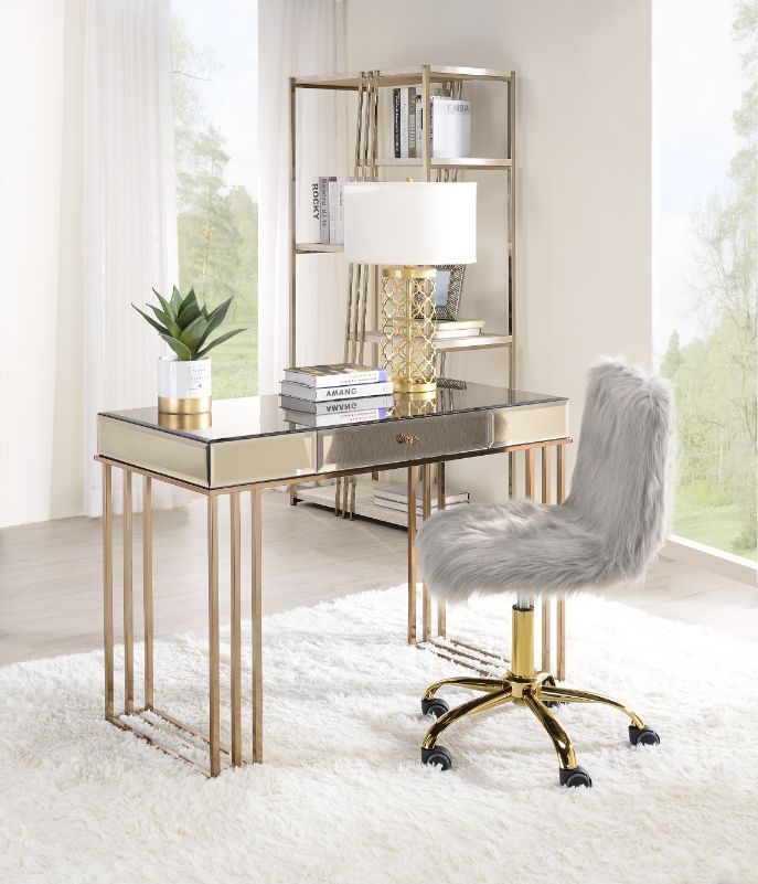 Critter Smoky Mirrored And Champagne Finish Writing Desk