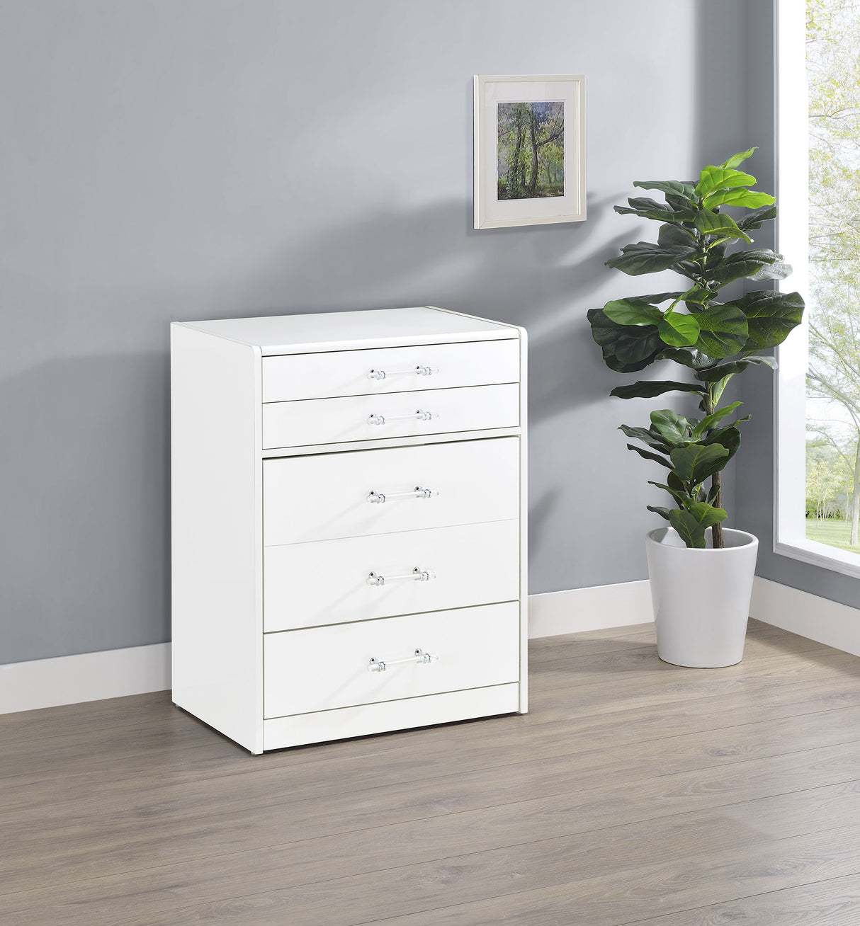 Danbury White High Gloss 3-Drawer Makeup Vanity & Stool Set