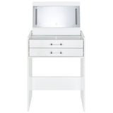 Danbury White High Gloss 3-Drawer Makeup Vanity & Stool Set