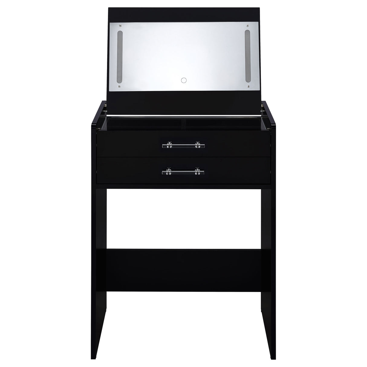 Danbury Black High Gloss 3-Drawer Makeup Vanity & Stool Set