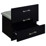 Danbury Black High Gloss 3-Drawer Makeup Vanity & Stool Set