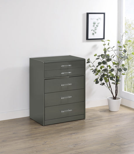 Danbury Grey High Gloss 3-Drawer Makeup Vanity & Stool Set