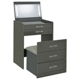 Danbury Grey High Gloss 3-Drawer Makeup Vanity & Stool Set