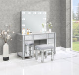 Allora Metallic Silver 9-Drawer Vanity Set With Lighting