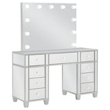 Allora Metallic Silver 9-Drawer Vanity Set With Lighting