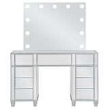 Allora Metallic Silver 9-Drawer Vanity Set With Lighting