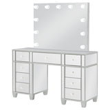 Allora Metallic Silver 9-Drawer Vanity Set With Lighting