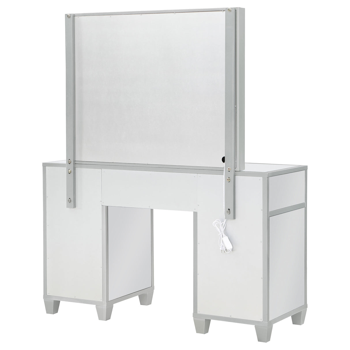 Allora Metallic Silver 9-Drawer Vanity Set With Lighting