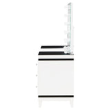 Talei White 6-Drawer Vanity Set With Lighting Black And