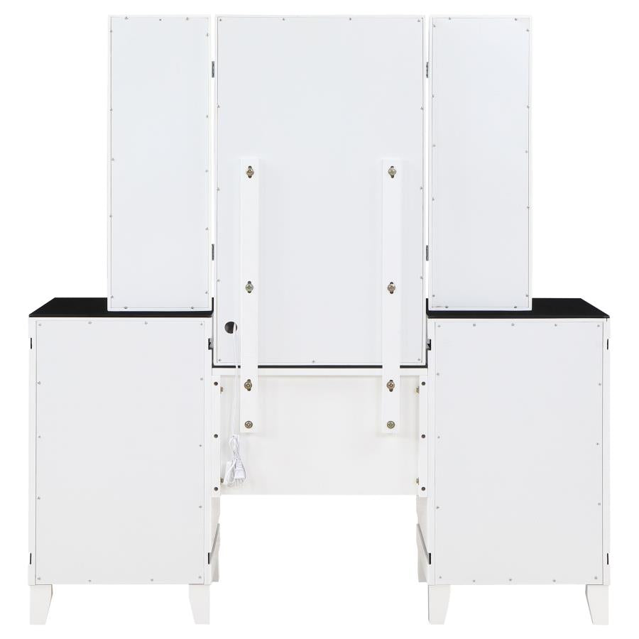 Talei White 6-Drawer Vanity Set With Lighting Black And