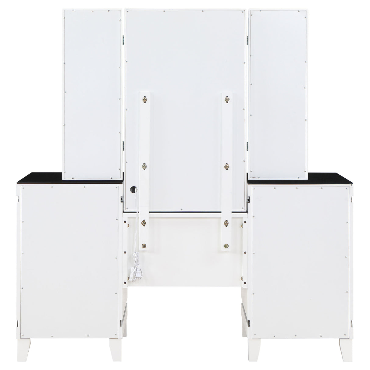 Talei White 6-Drawer Vanity Set With Lighting Black And