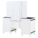 Talei White 6-Drawer Vanity Set With Lighting Black And