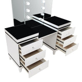 Talei White 6-Drawer Vanity Set With Lighting Black And