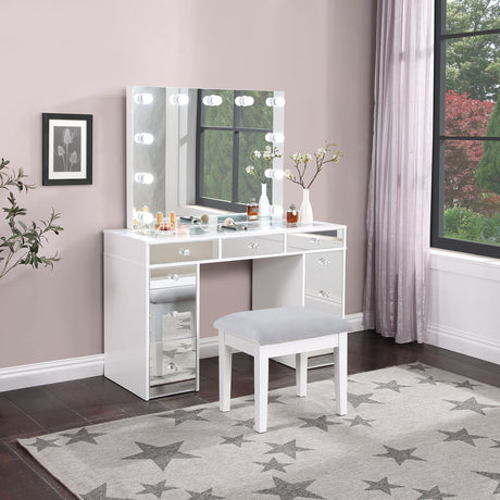 Regina White Makeup Vanity Table Set With Lighting