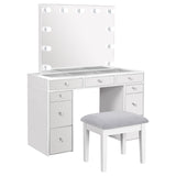 Regina White Makeup Vanity Table Set With Lighting